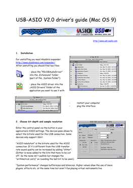 USB-ASIO V2.0 Driver's Guide (Mac OS 9)