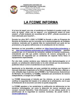 La Fcdme Informa