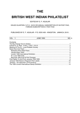 BWI Philatelist Vol 1 #4, 1950