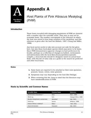 Host Plants of Pink Hibiscus Mealybug Pink Hibiscus Mealybug (PHM)