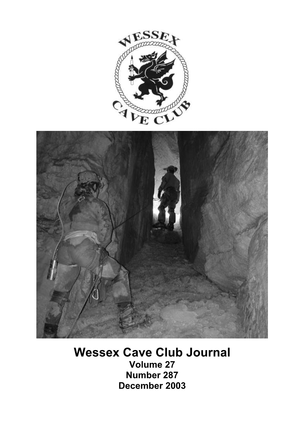 Wessex Cave Club Journal Volume 27 Number 287 December 2003