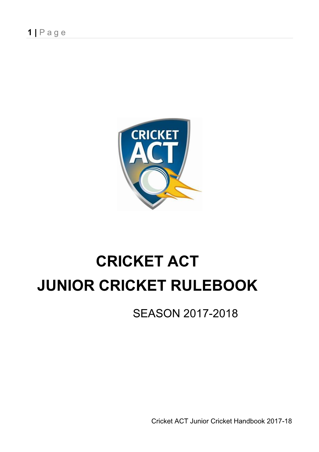 Cricket Act Junior Cricket Rulebook