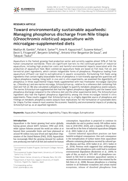 (Oreochromis Niloticus) Aquaculture with Microalgae- Supplemented Diets