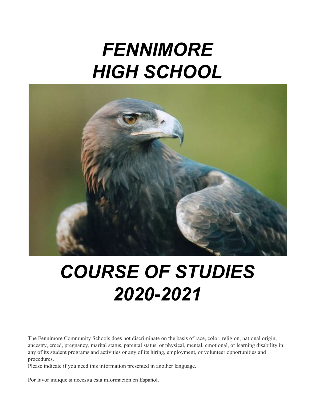 Fennimore High School Course of Studies 2020-2021