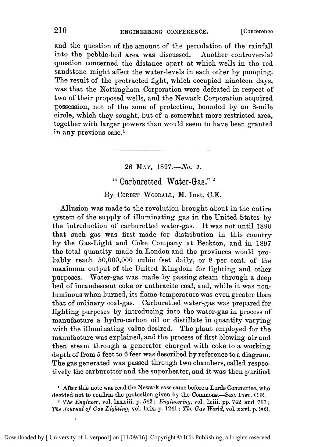 Engineering Conference, 26Th May 1897. Waterworks