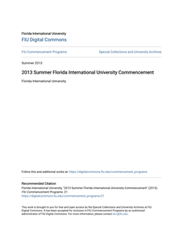 2013 Summer Florida International University Commencement