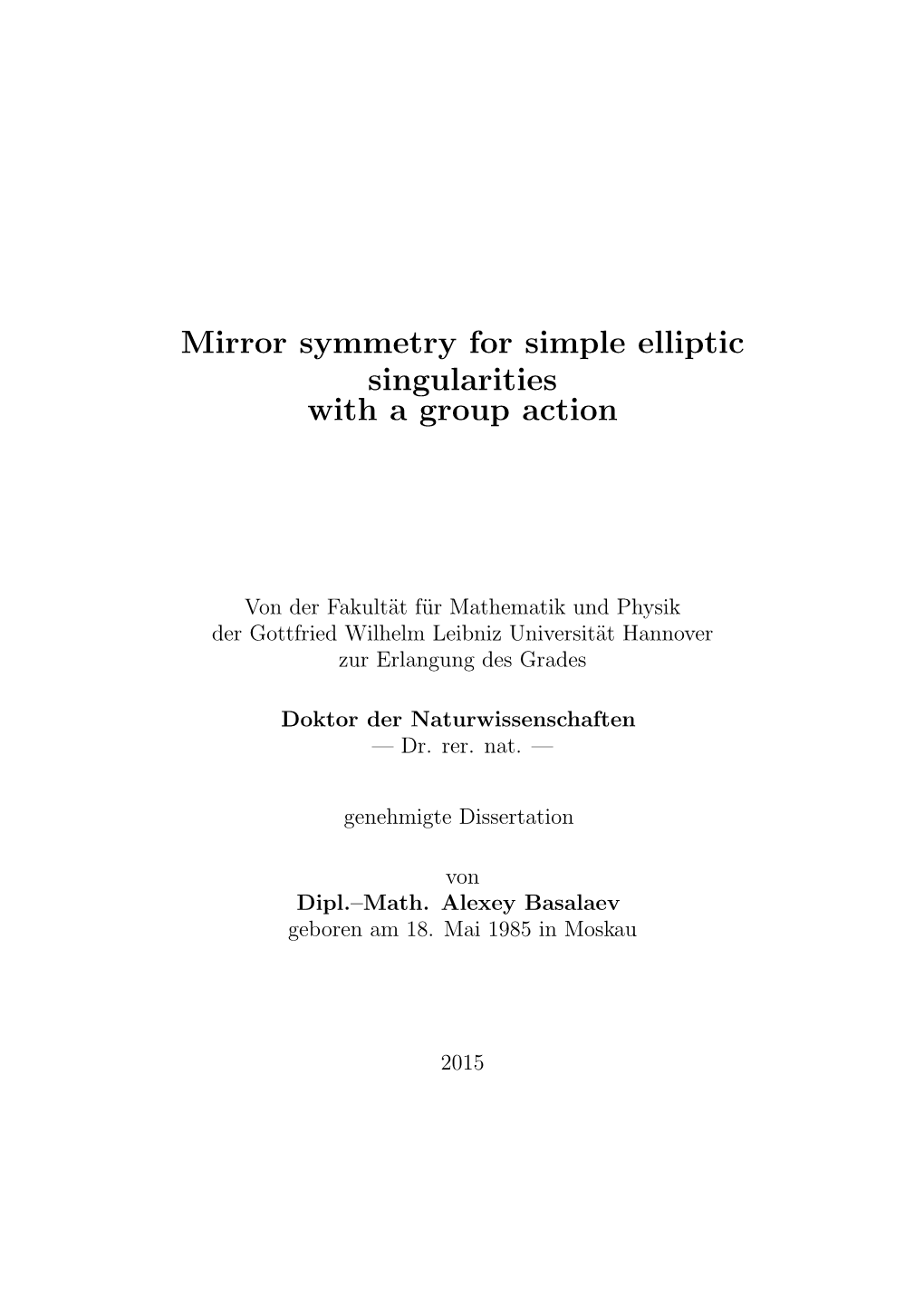 Mirror Symmetry for Simple Elliptic Singularities with a Group Action