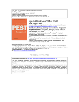 International Journal of Pest Management