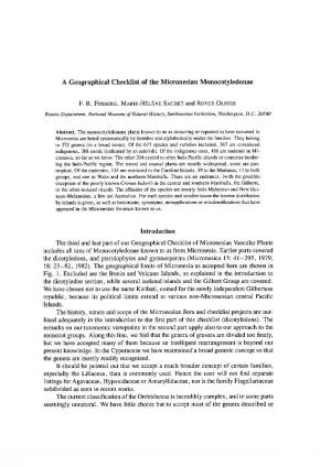 A Geographical Checklist of the Micronesian Monocotyledonae