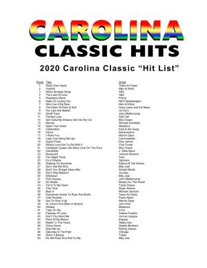 Carolina Classic Hits Top 2020 Classic Hit List