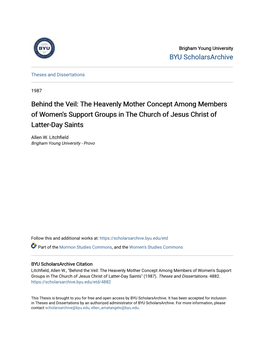 Behind the Veil: the Heavenly Mother Concept Among Members of Women's Support Groups in the Church of Jesus Christ of Latter-Day Saints