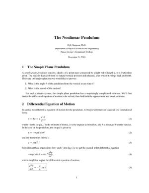 The Nonlinear Pendulum