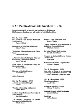KAS Publicationslist: Numbers 1- 66