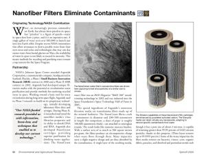 Nanofiber Filters Eliminate Contaminants
