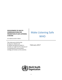 Relevant Hearing Loss Prevention Efforts Related to Safe-Listening: