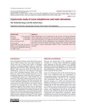 Cytotoxicity Study of Some Indophenines and Isatin Derivatives