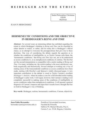 Hermeneutic Conditions and the Objective in Heidegger's