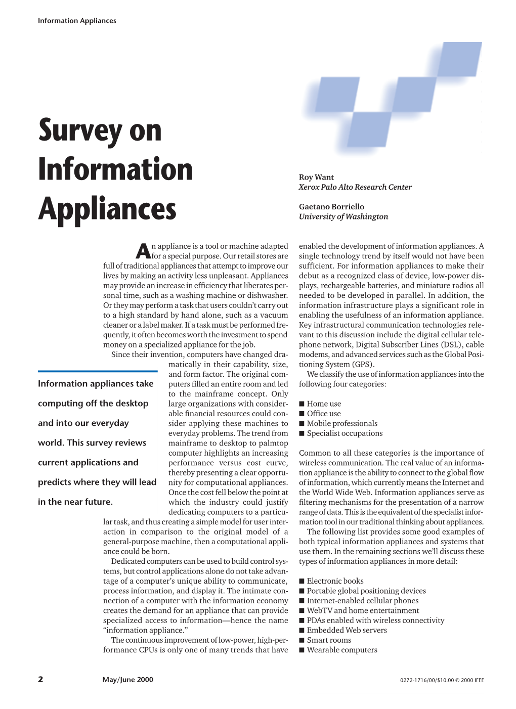 Survey on Information Appliances