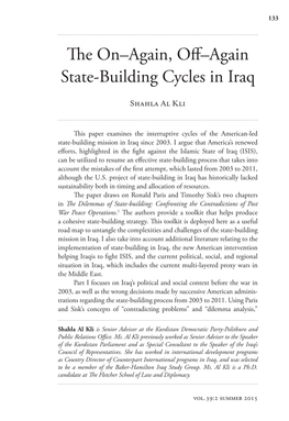 The On–Again, Off–Again State-Building Cycles in Iraq