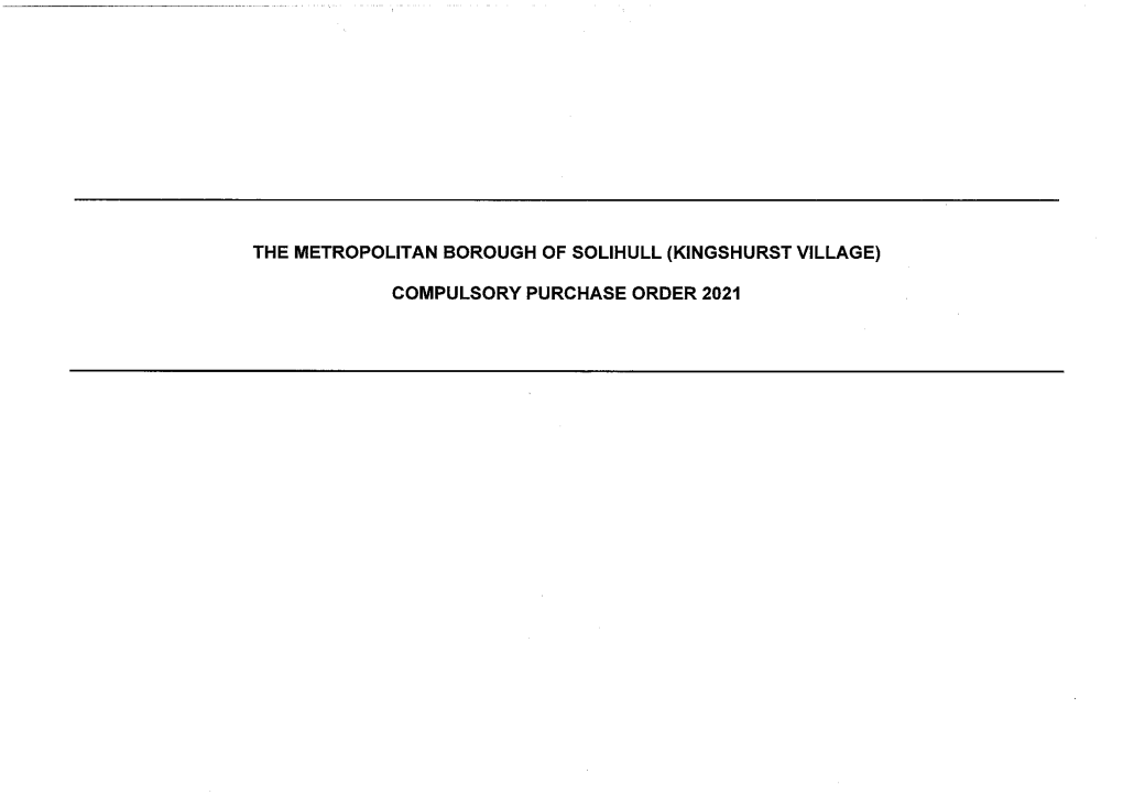 Kingshurst Village Compulsory Purchase Order Schedule 2021