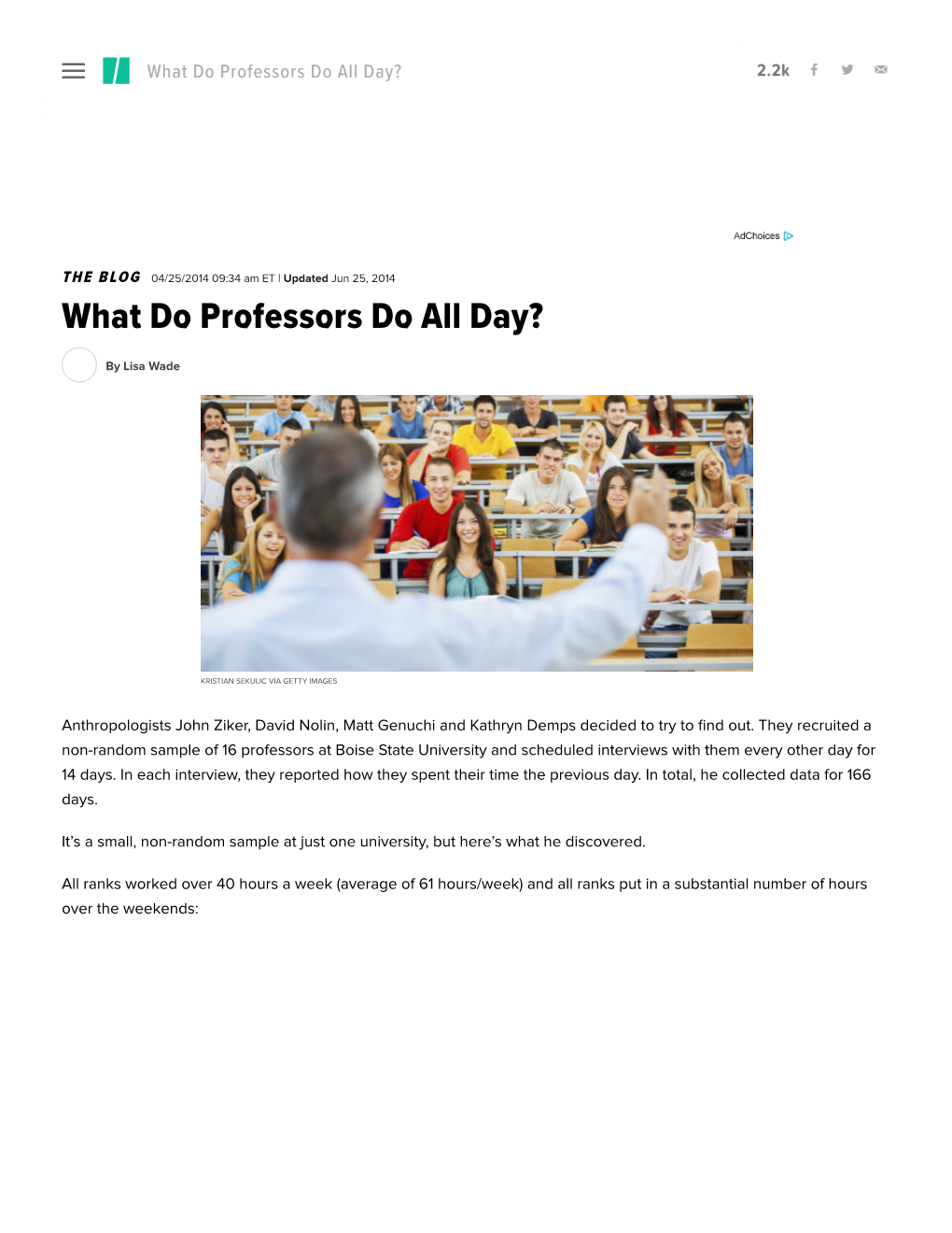 What Do Professors Do All Day? 2.2K  US   E D IT ION