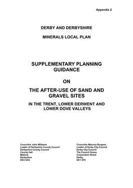 Supplementary Planning Guidance on the After-Use of Sand and Gravel Sites