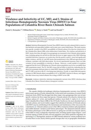 Virulence and Infectivity of UC, MD, and L Strains of Infectious Hematopoietic Necrosis Virus (IHNV) in Four Populations of Columbia River Basin Chinook Salmon