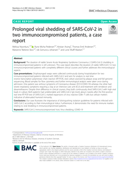 Prolonged Viral Shedding of SARS-Cov-2 in Two