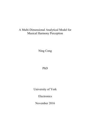 A Multi-Dimensional Analytical Model for Musical Harmony Perception