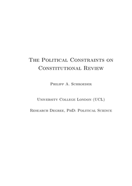 The Political Constraints on Constitutional Review