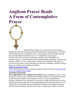 Anglican Prayer Beads a Form of Contemplative Prayer