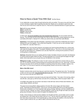 How to Have a Quiet Time with God by Rick Warren