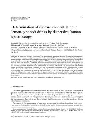 Determination of Sucrose Concentration in Lemon-Type Soft Drinks by Dispersive Raman Spectroscopy