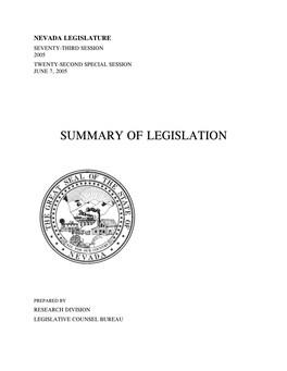 2005 Summary of Legislation