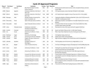 Cycle 25 Approved Programs