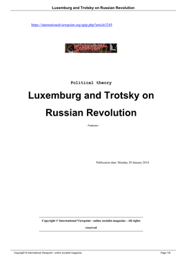 Luxemburg and Trotsky on Russian Revolution