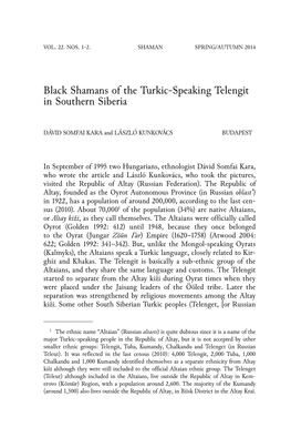 Black Shamans of the Turkic-Speaking Telengit in Southern Siberia