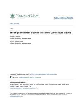 The Origin and Extent of Oyster Reefs in the James River, Virginia