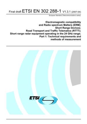 Final Draft ETSI EN 302 288-1 V1.3.1 (2007-04) European Standard (Telecommunications Series)
