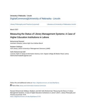 Measuring the Status of Library Management Systems: a Case of Higher Education Institutions in Lahore