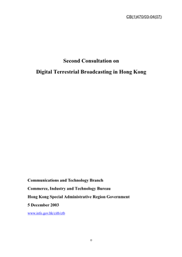 Consultation Paper on "Introducing Digital Terrestrial Broadcasting At