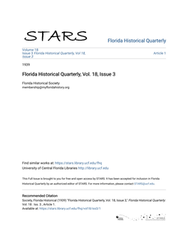 Florida Historical Quarterly, Vol. 18, Issue 3