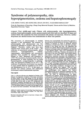 Syndrome of Polyneuropathy, Skin Hyperpigmentation, Oedema and Hepatosplenomegaly