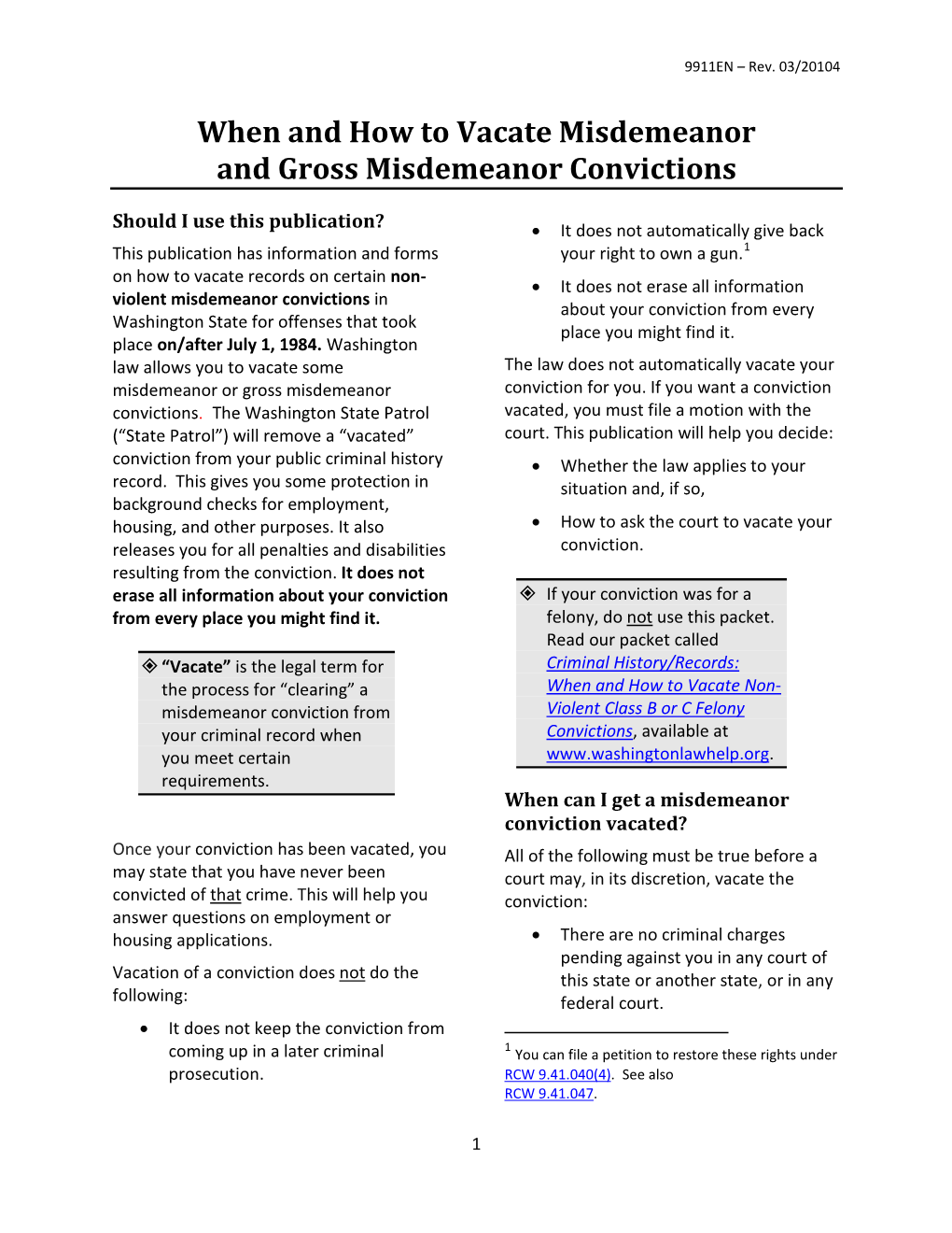 When and How to Vacate Misdemeanor and Gross Misdemeanor Convictions