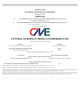 CENTRAL EUROPEAN MEDIA ENTERPRISES LTD. (Exact Name of Registrant As Specified in Its Charter)