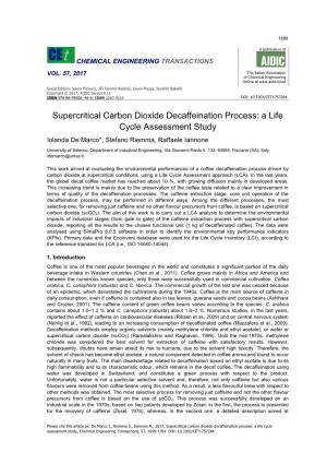 Supercritical Carbon Dioxide Decaffeination Process: a Life Cycle Assessment Study