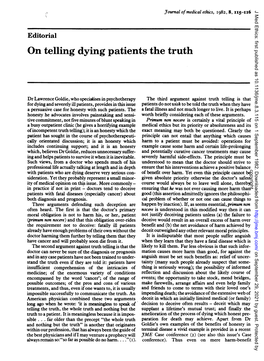 On Telling Dying Patients Thetruth