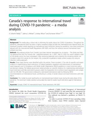 Canada's Response to International Travel During COVID-19 Pandemic