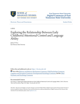 Exploring the Relationship Between Early Childhood Attentional Control and Language Ability Jaima S