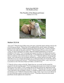 The Parable of the Sheep and Goats (Matthew 25:31-46)